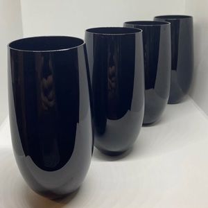 Black Elegant Cold  Drink Glasses France 🇫🇷 New Qty:4